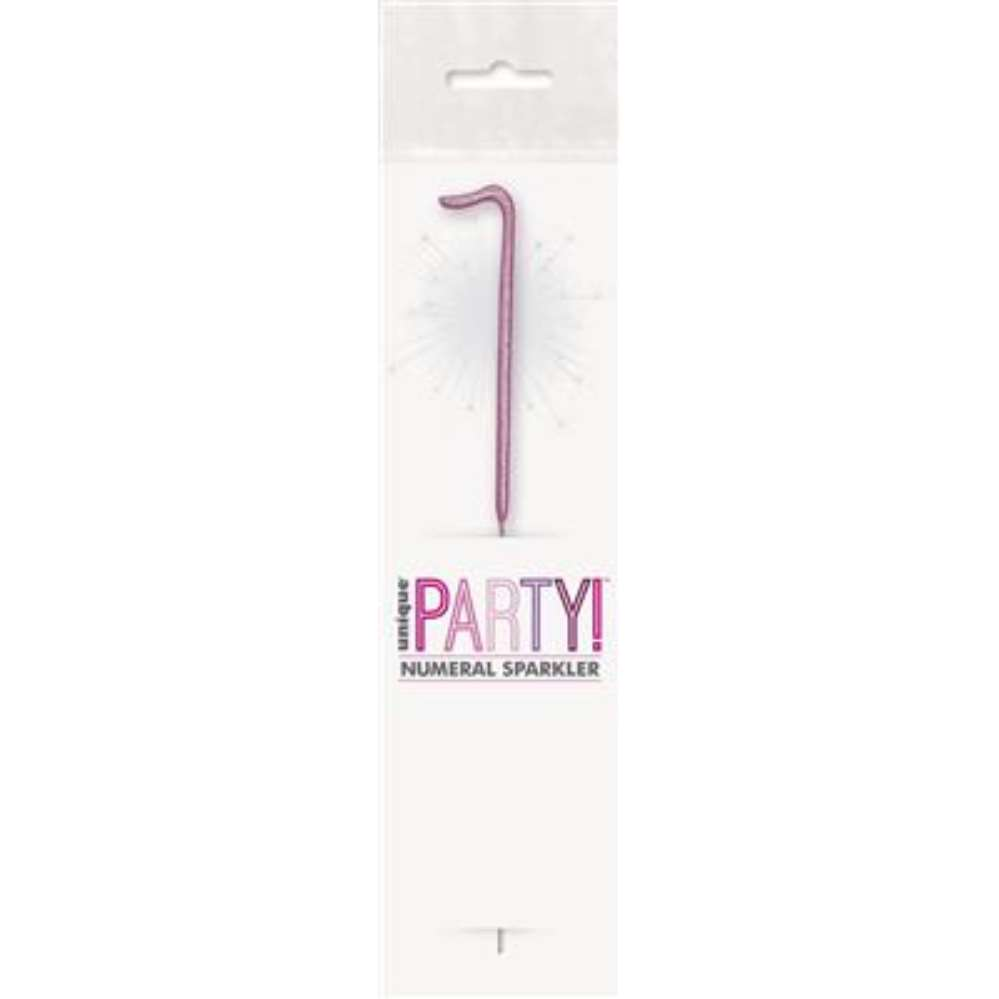 Unique Party Candle Sparkler Number 1 Pink 7