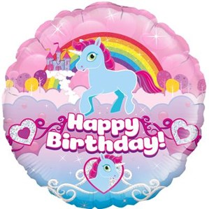 Oaktree unicorn rainbow birthday 18-inch foil balloon with colorful rainbow and unicorn design for celebration decor
