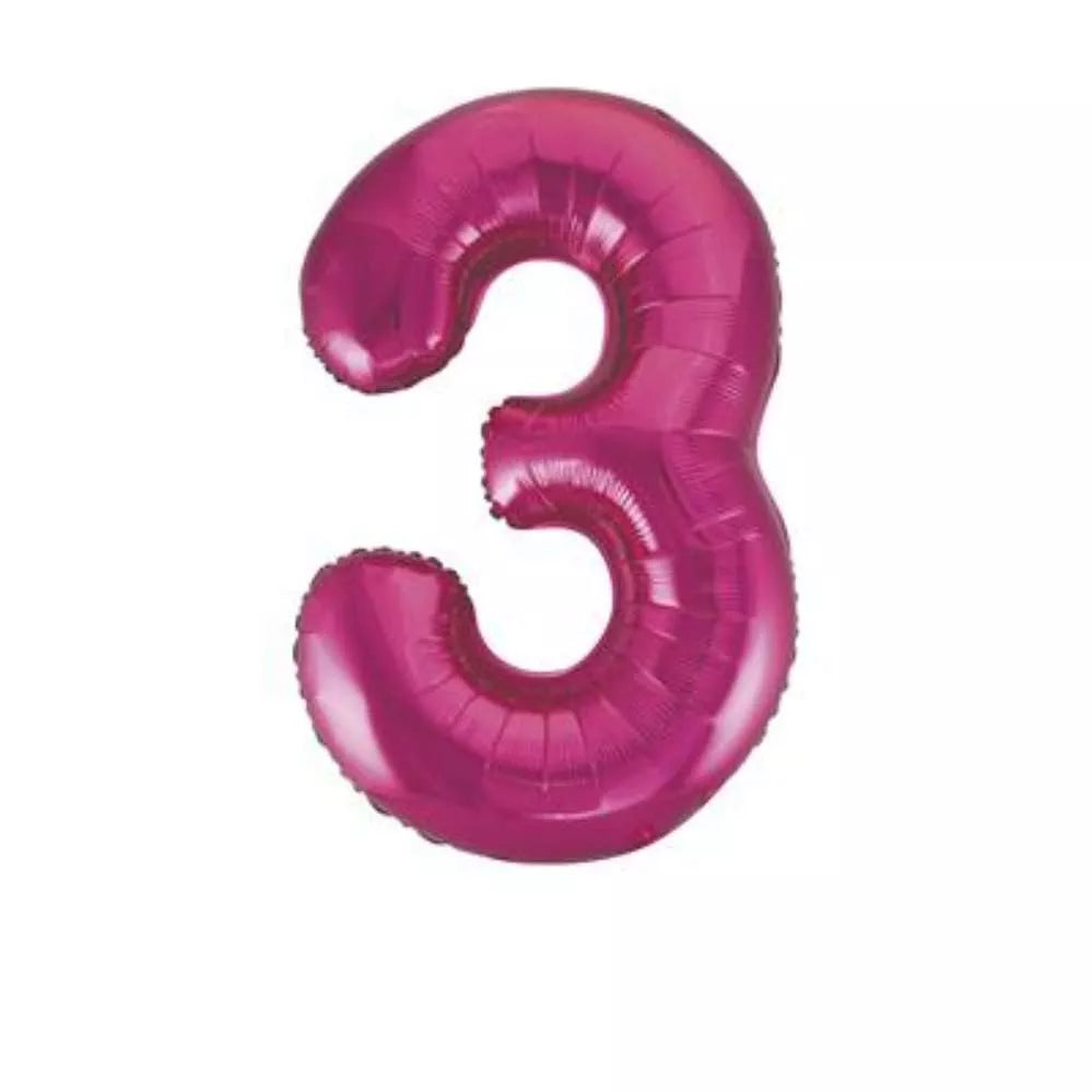 Unique Foil Balloon Pink Glitz 34" Number 3