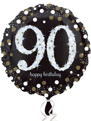 Anagram 90th Black & Gold 18" Foil Balloon