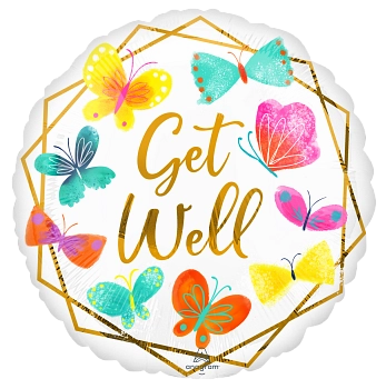 Anagram Get Well White & Gold 18" Foil Balloon