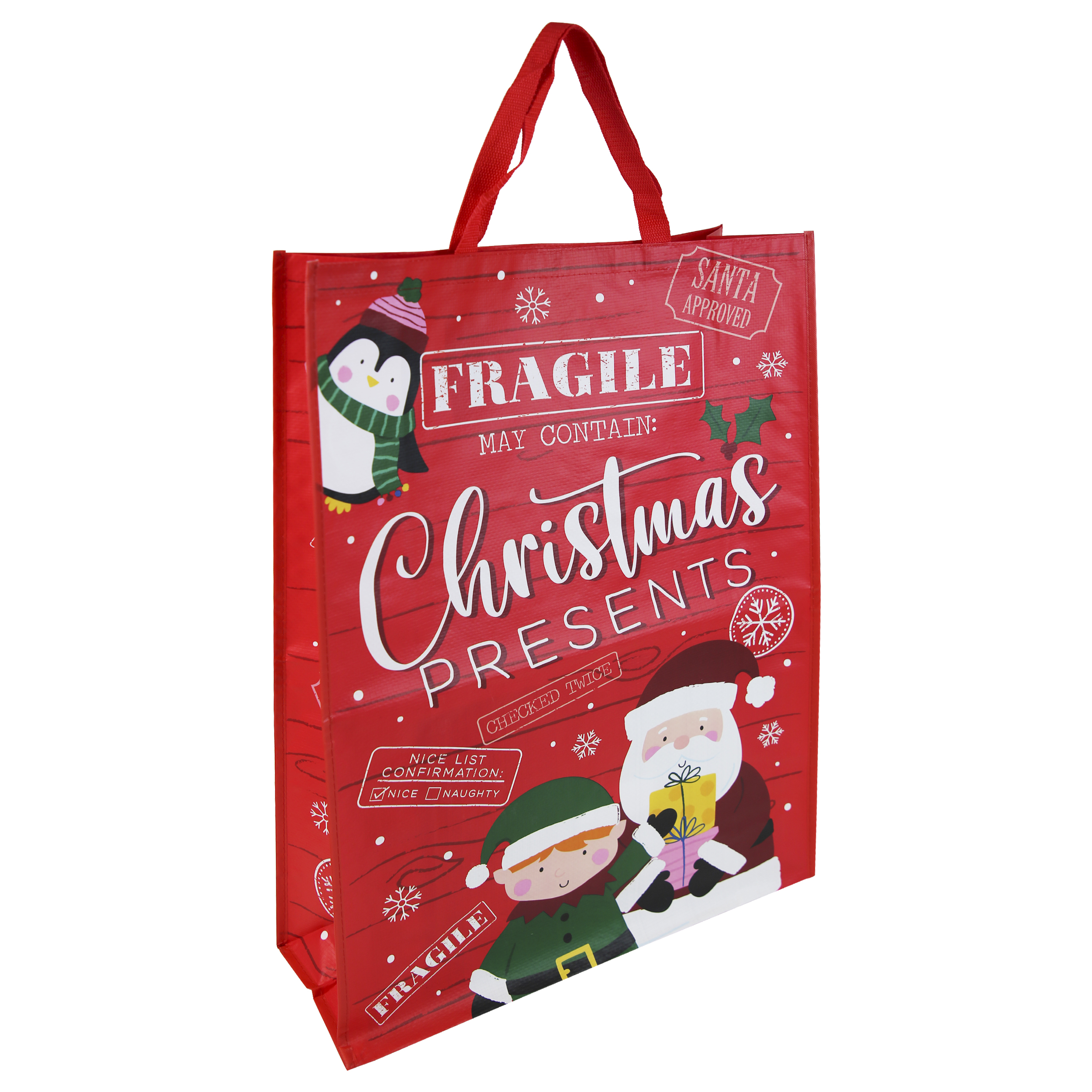 Fragile Christmas Presents Gift Bag Jumbo Shopper