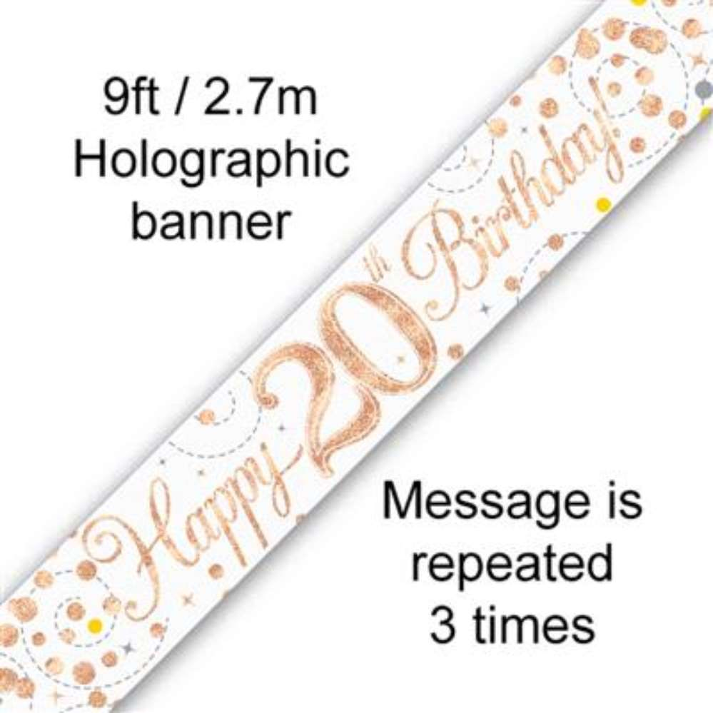 Oaktree Banner Sparkling Fizz Age 20 Rose Gold 9ft