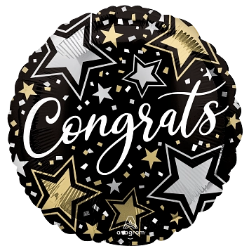 Anagram Congrats Stars 18" Round Foil Balloon