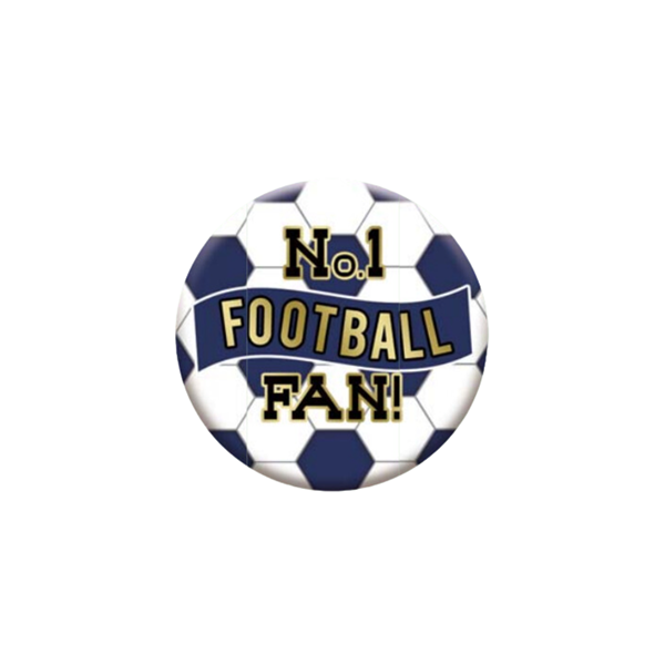 No.1 Football Fan 5.5cm Navy & White Badge