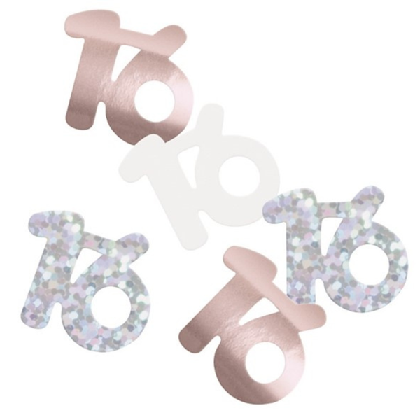 Rose Gold Glitz 16th Birthday Foil Confetti 14g