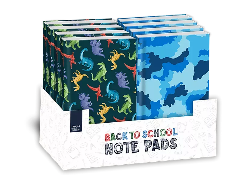 Set of 24 Gem Imports A5 gaming and football themed notebooks with colorful covers and lined pages for note-taking and journaling.