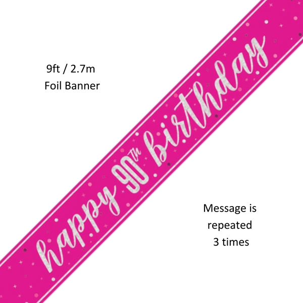 Unique Banner Pink Glitz Age 90 9ft
