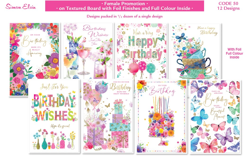Simon Elvin C50 Birthday Female Assorted 12x6pk