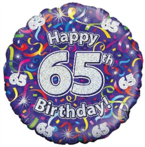 Oaktree Age 65 Streamers 18" Foil Balloon