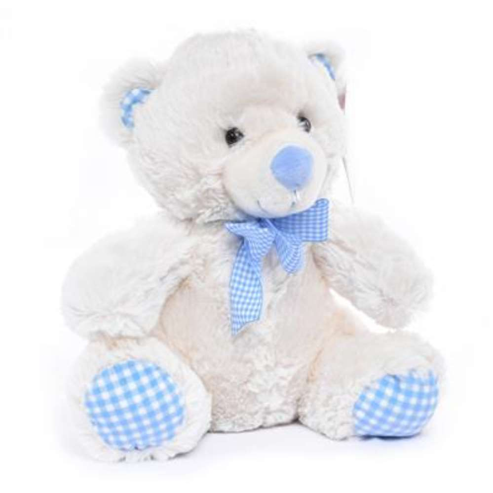 Tiger Feet Plush Nursery Bear Cream & Blue 25cm