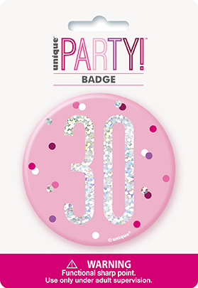 Unique Badge Pink Glitz Age 30 3