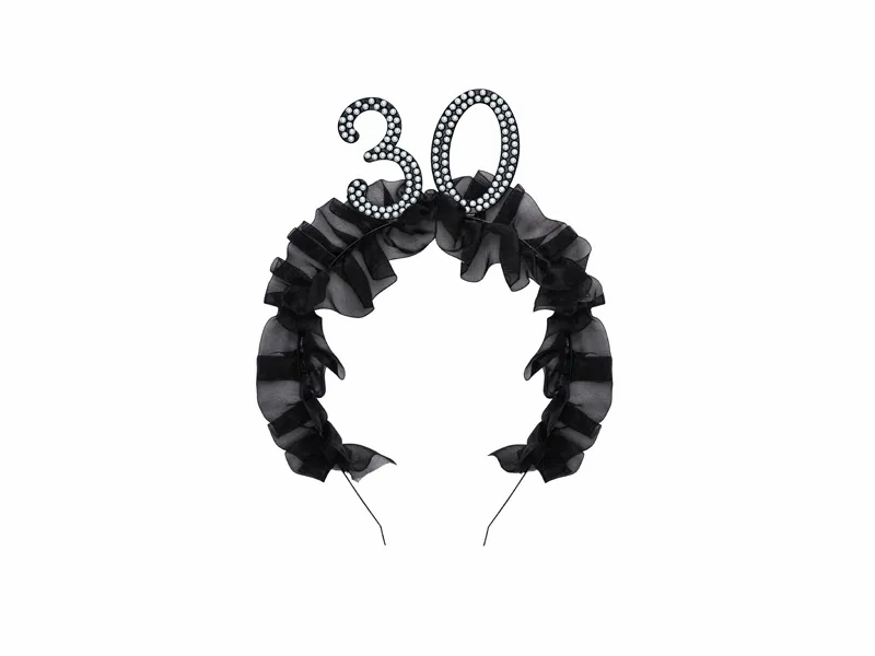 Birthday Age 30 Black Ruffle Headband 12x19.5cm