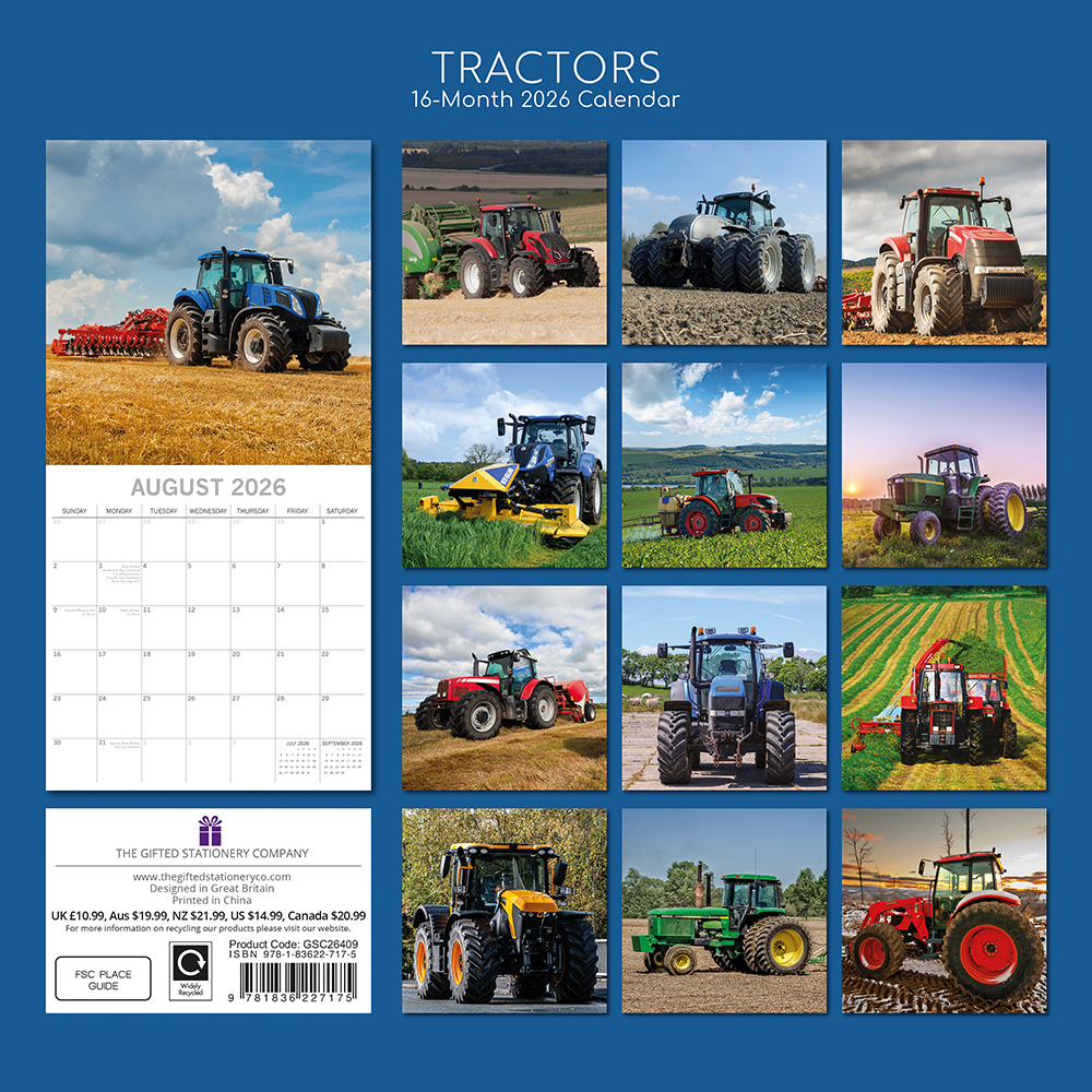 Gifted Stationery Calendar Tractors 2027