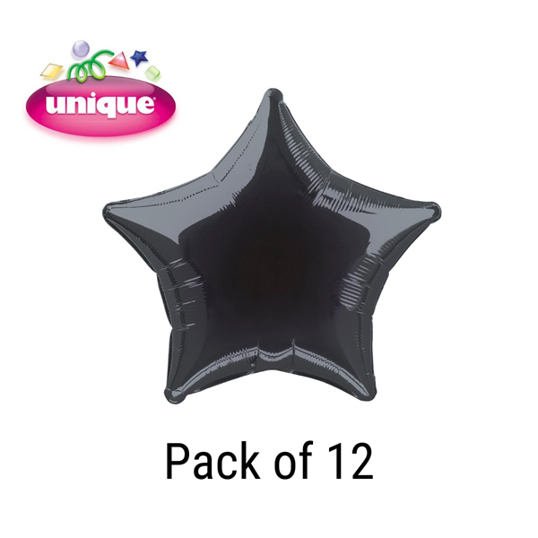 Unique 12 Pack Foil Balloon Black Star 20