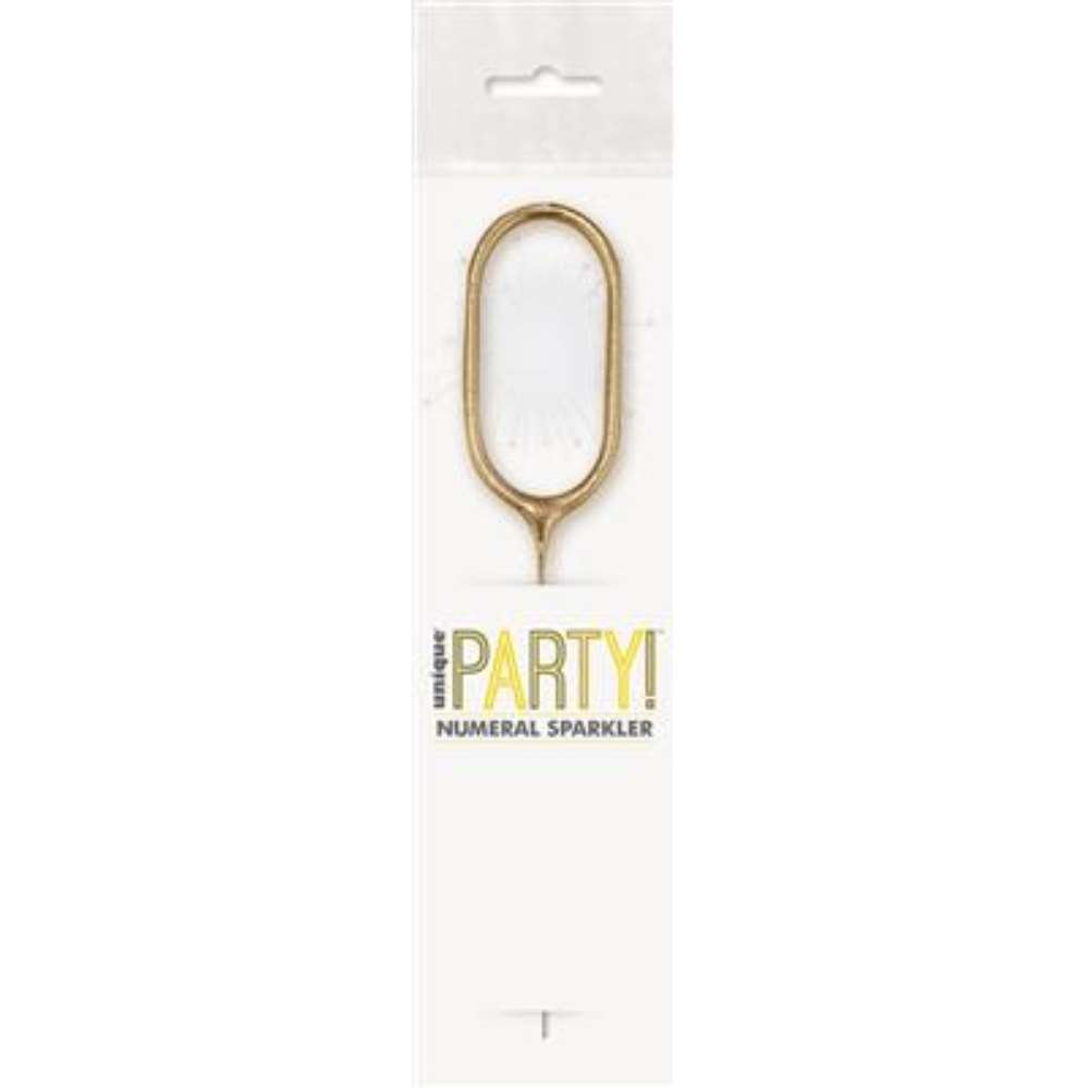 Unique Party Candle Sparkler Number 0 Gold 7