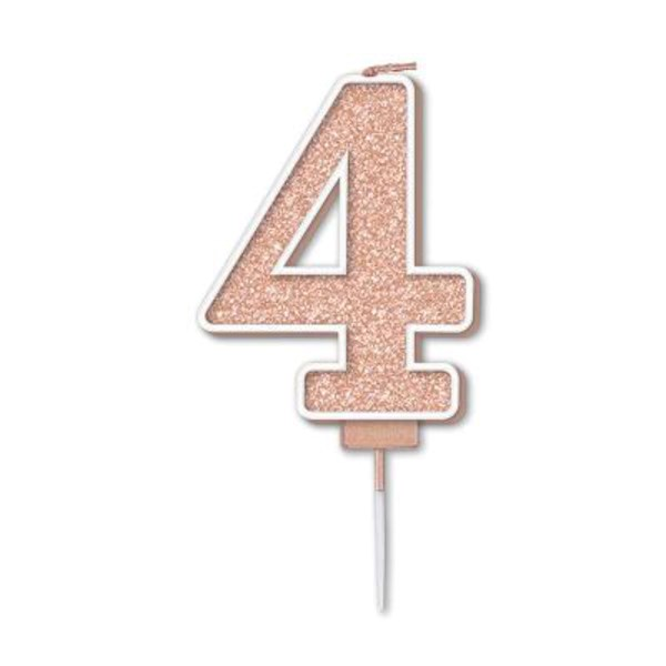 Oaktree Party Candle Number 4 Rose Gold 7.5cm