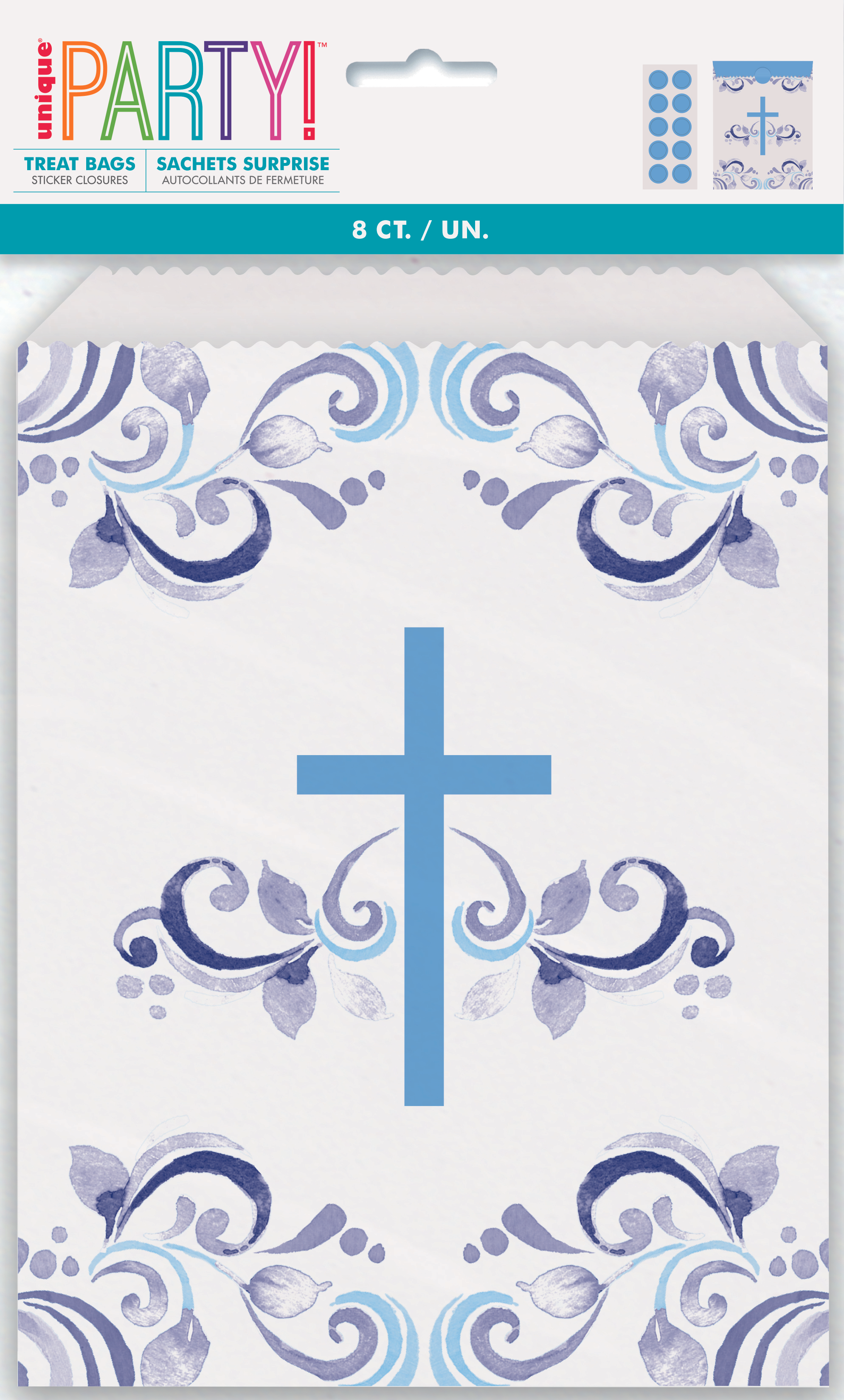 Unique 8 Pack Treat Bags Holy Cross Blue