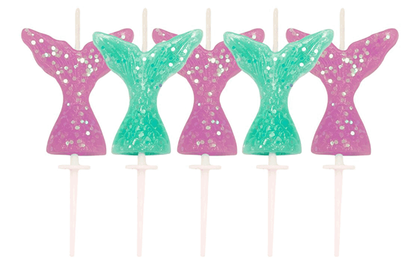 Candles Mermaid Glitter 3cm 5pk