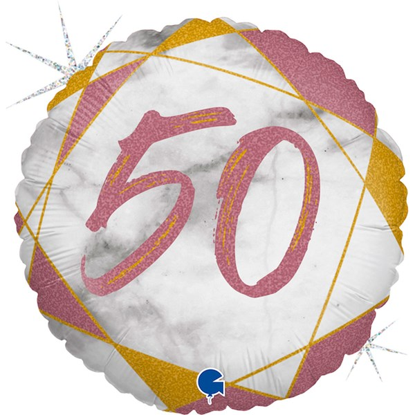 50th Birthday Rose Gold Marble 18" Foil Balloon