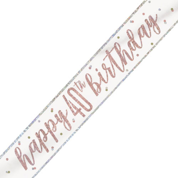 Unique Banner Rose Gold Glitz Age 40 9ft