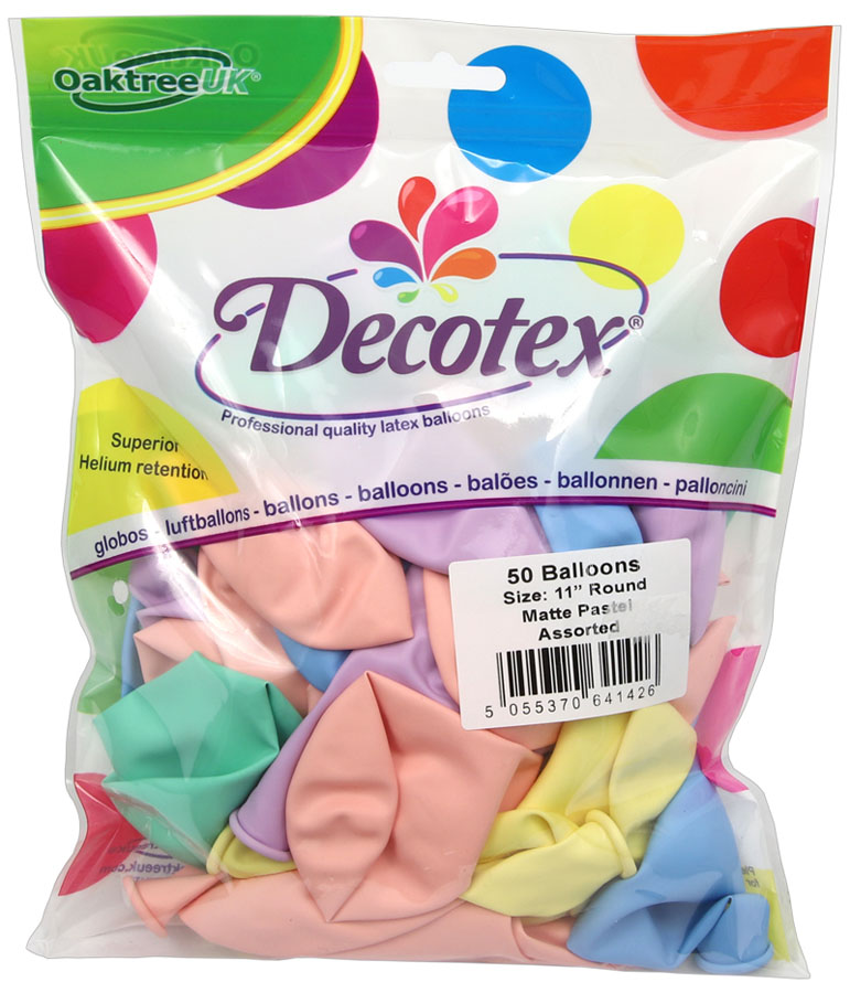 Decotex Pro Matte Pastel Assorted 11" Latex 50pk