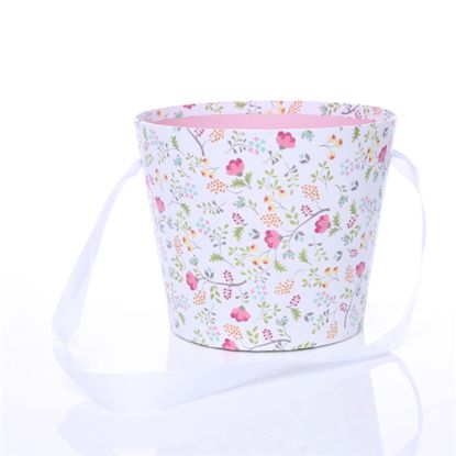 Floral Pot W/Handle Vintage Flowers 16cm
