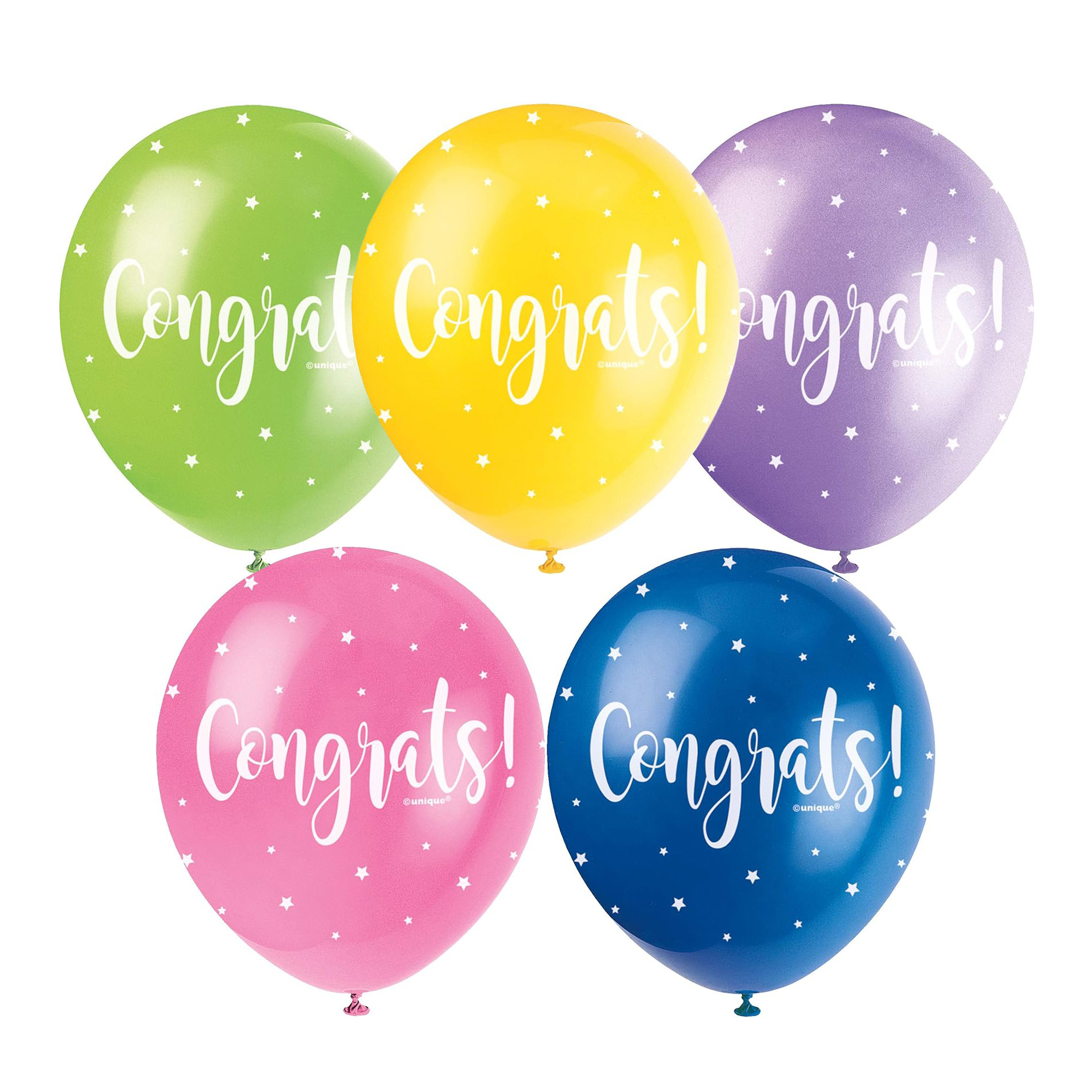 Unique Congrats Pearl Asst 12" Latex Balloons 5pk