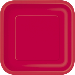 Unique 16 Pack Plates Ruby Red Square 7
