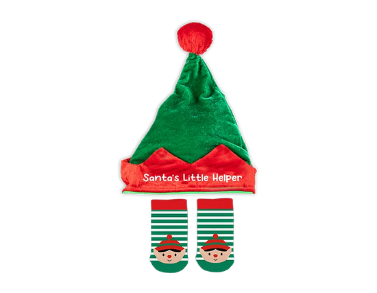 Hat & Sock Set Santa's Little Helper 0-12months