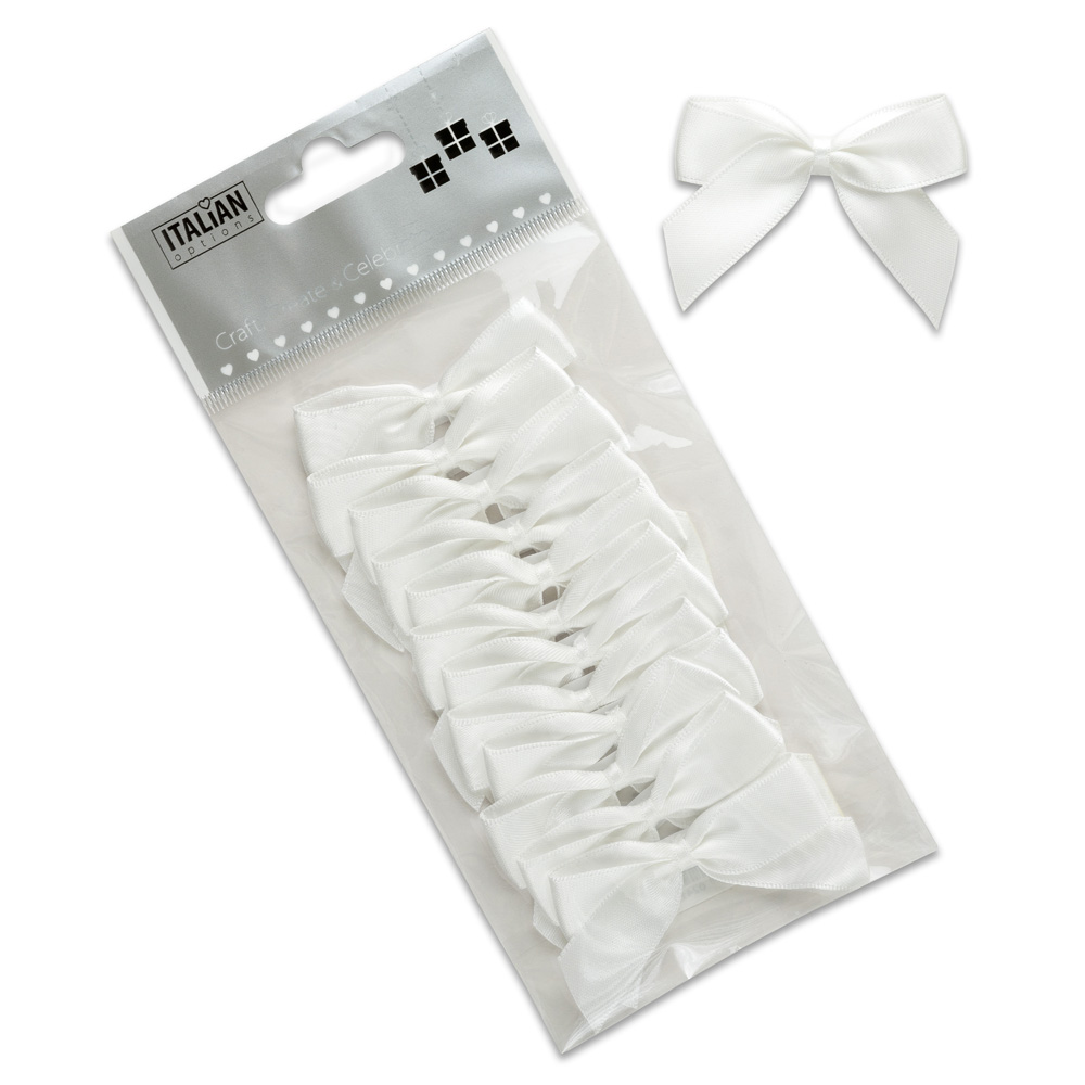 Italian Options 12 Pack Ribbon Bows White 5cm