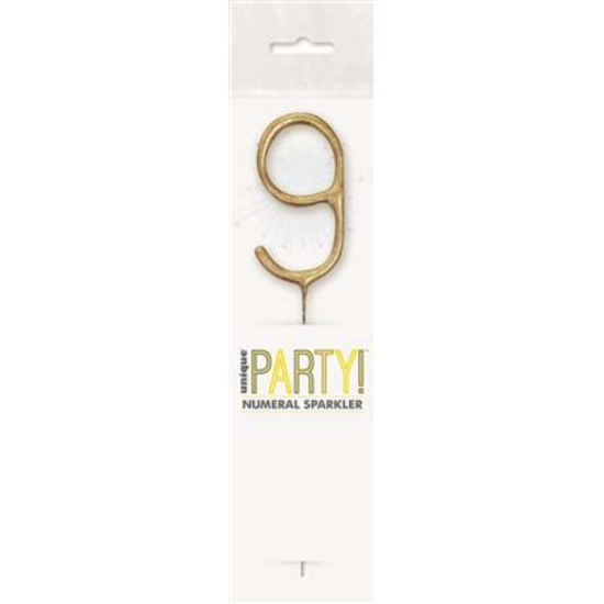 Unique Party Candle Sparkler Number 9 Gold 7