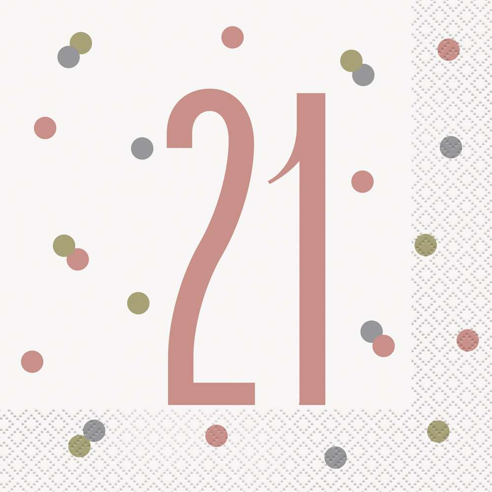 Rose Gold Glitz 21st Birthday Napkins 16pk