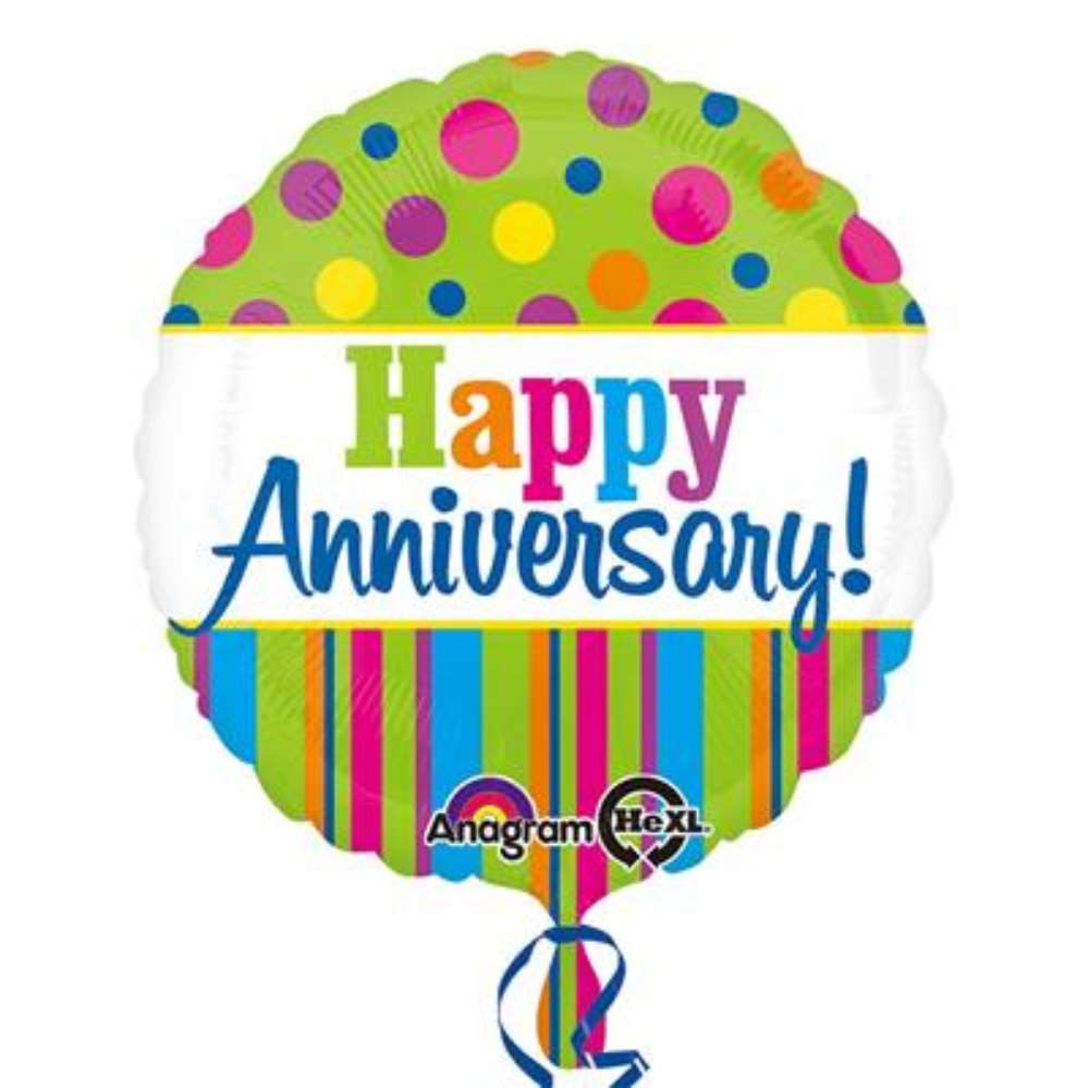 Anagram Anniversary Spots Stripes 18" Foil Balloon