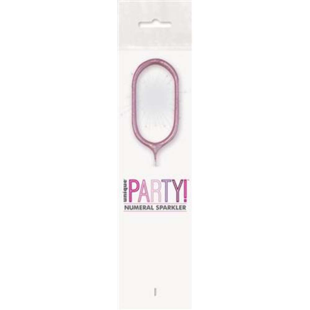 Unique Party Candle Sparkler Number 0 Pink 7