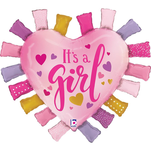 Grabo It's A Girl Heart 33" Large Foil Balloon