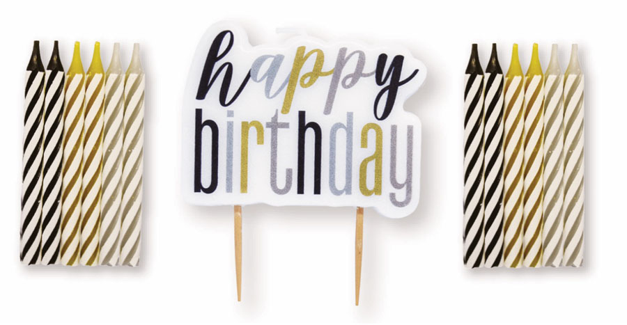 Unique 13 Pack Party Candle Black Glitz Birthday