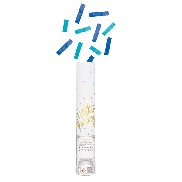 Hello Baby Blue Gender Reveal 30cm Confetti Cannon