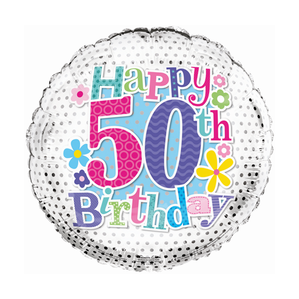 Simon Elvin Age 50 Floral 18" Foil Balloon