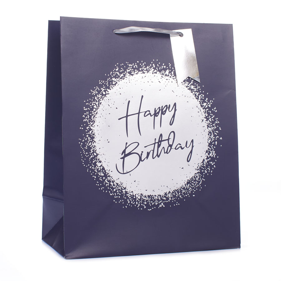 Tiger Feet Gift Bag Birthday Silver Medium 6pk