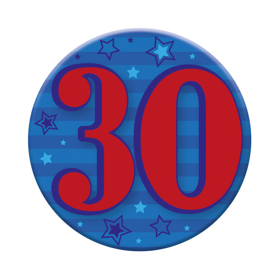 Six small Tiger Feet birthday badges with the number 30, perfect for celebrating a 30th birthday event.