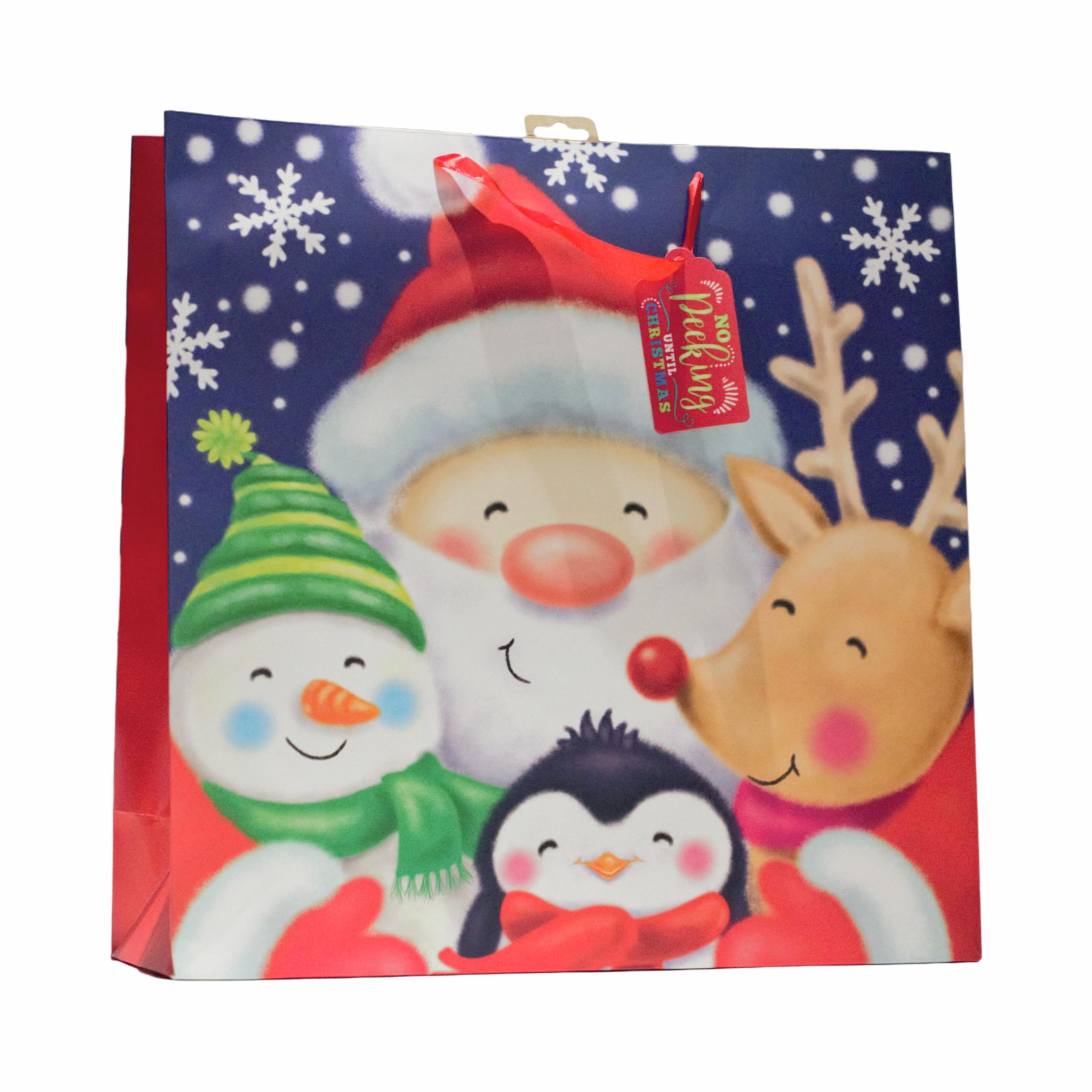 Gift Bag Santa & Friends Giant Square 12pk