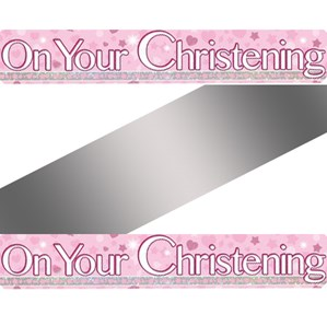Oaktree Banner On Your Christening Pink 9ft
