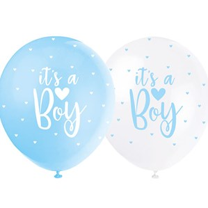 Unique It's A Boy Pearl 12" Latex Balloons 5pk