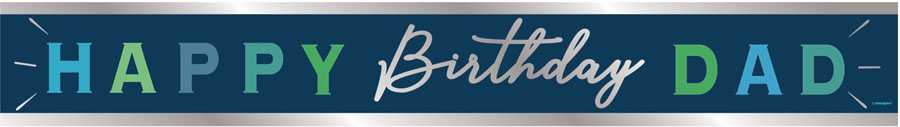 Unique Banner Happy Birthday Dad Blue 9ft