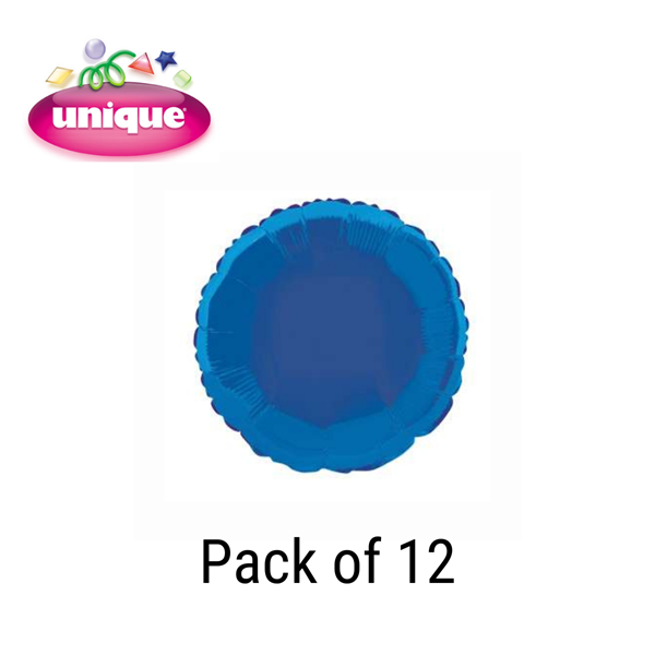 Unique 12 Pack Foil Balloon Royal Blue Round 18