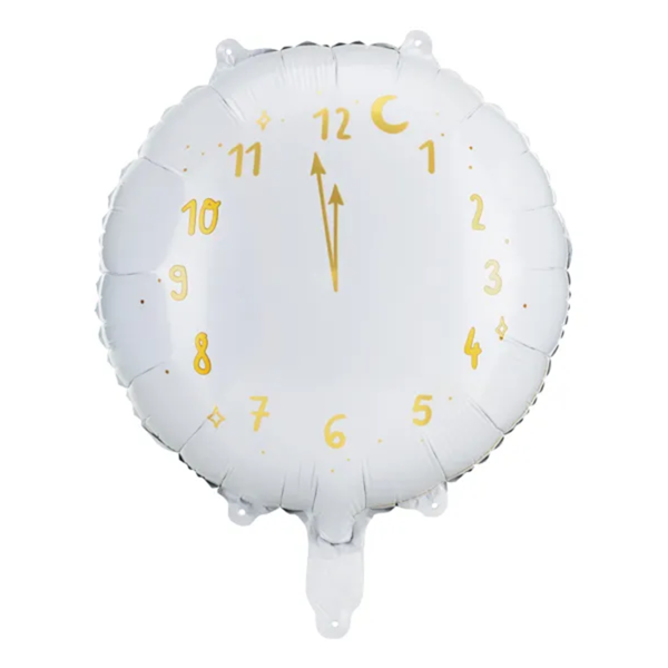 New Year's Eve Clock White & Gold 18" Foil Balloon
