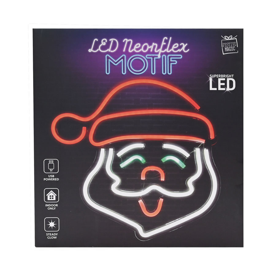 Uncle Bills LED Neonflex Santa Face 39x35cm