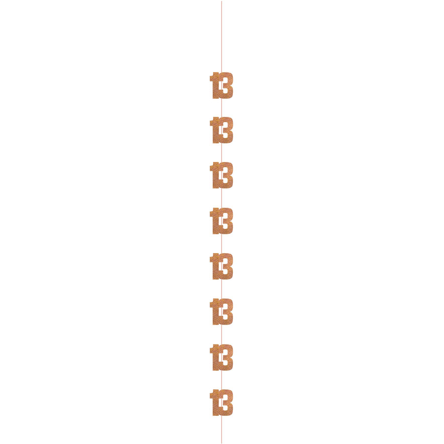 5ft hanging rose gold decor banner for 13th birthday party, glitzy and festive by Unique.
