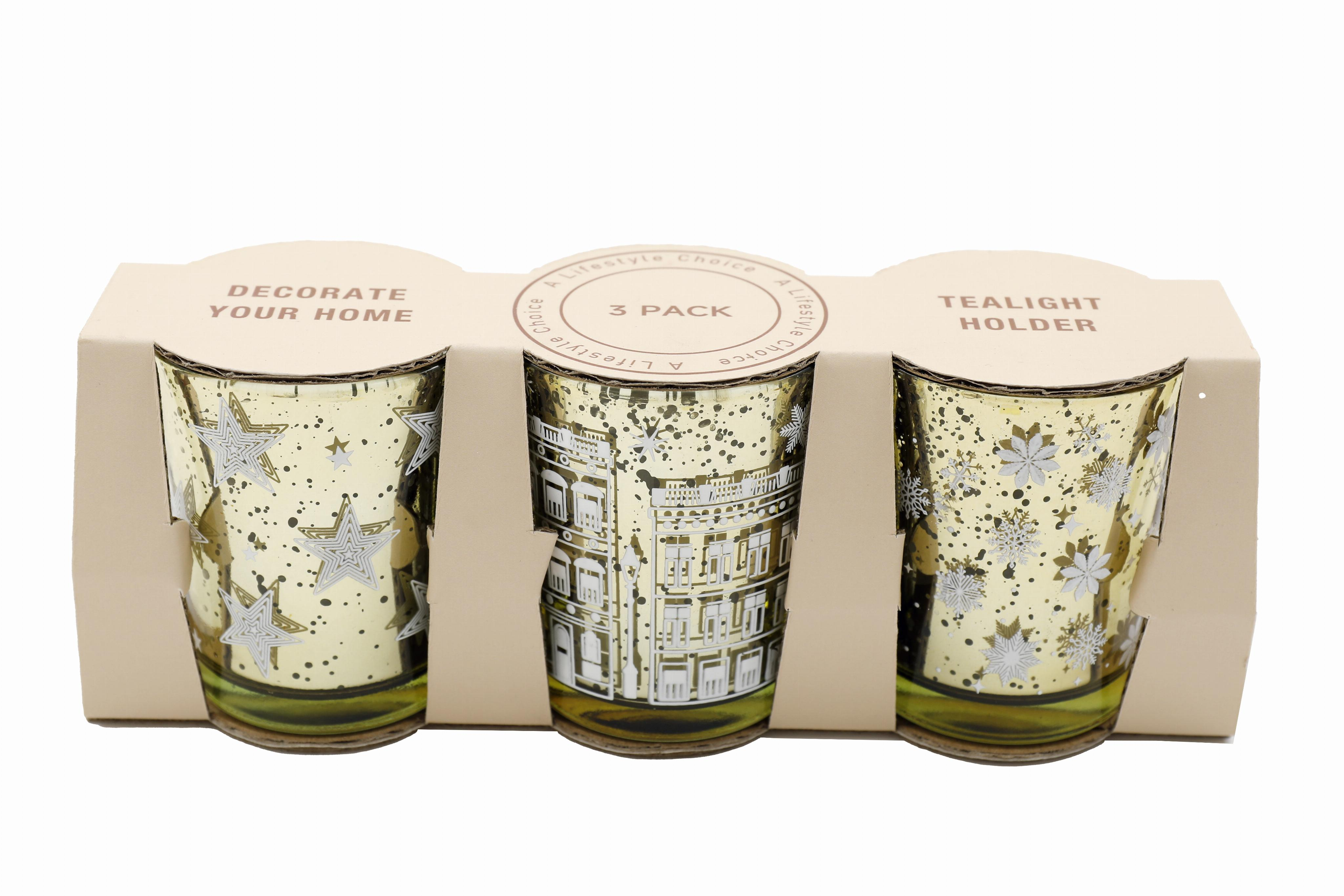 Sifcon 3 Pack Candle Holder With Tealight 6.5cm